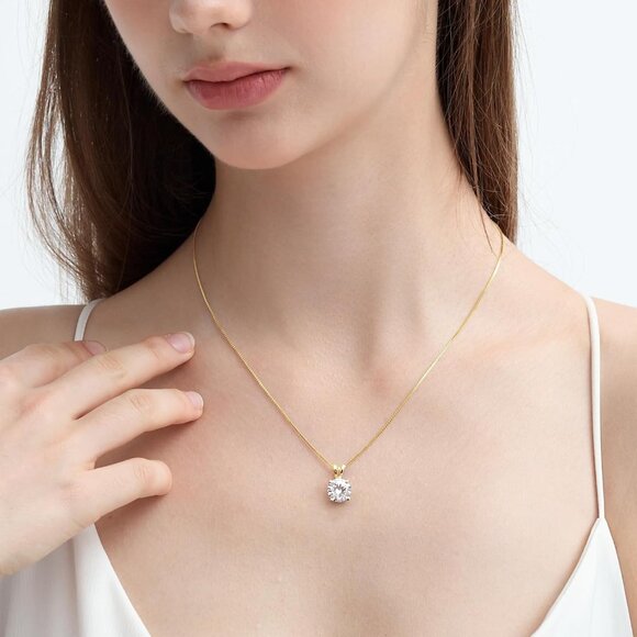 Moissanite Solitaire Necklace for Women 1-3 Carat Lab Grown Diamond Pendant Silv - Picture 8 of 9